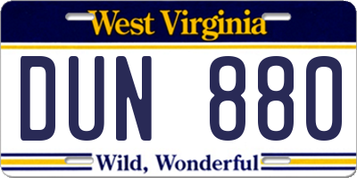 WV license plate DUN880