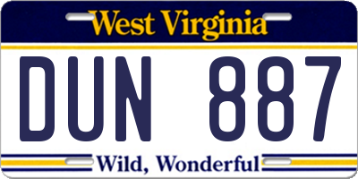 WV license plate DUN887
