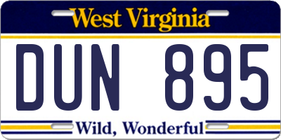 WV license plate DUN895