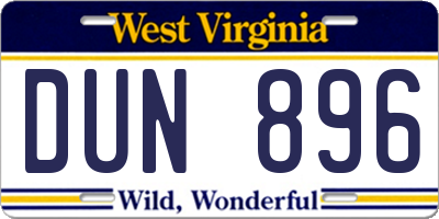 WV license plate DUN896