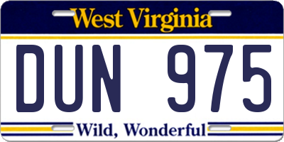 WV license plate DUN975