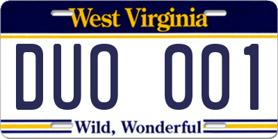 WV license plate DUO001