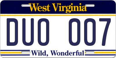 WV license plate DUO007
