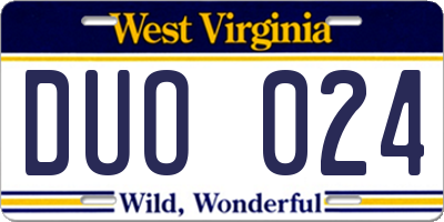 WV license plate DUO024