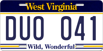 WV license plate DUO041