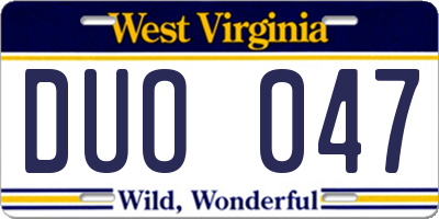 WV license plate DUO047