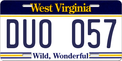 WV license plate DUO057