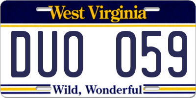 WV license plate DUO059
