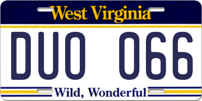 WV license plate DUO066