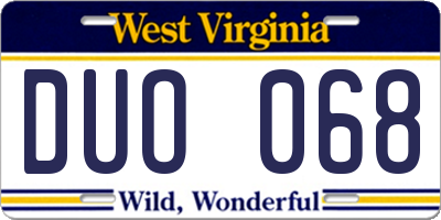 WV license plate DUO068
