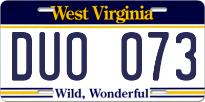 WV license plate DUO073