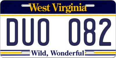 WV license plate DUO082