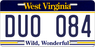 WV license plate DUO084