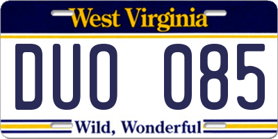 WV license plate DUO085
