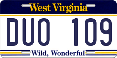 WV license plate DUO109