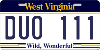 WV license plate DUO111