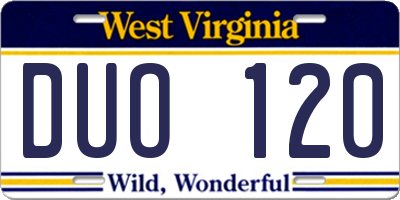 WV license plate DUO120