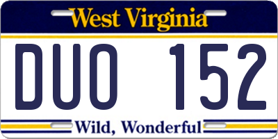 WV license plate DUO152