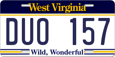 WV license plate DUO157