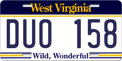 WV license plate DUO158