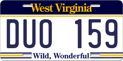 WV license plate DUO159
