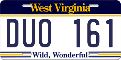 WV license plate DUO161