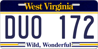 WV license plate DUO172