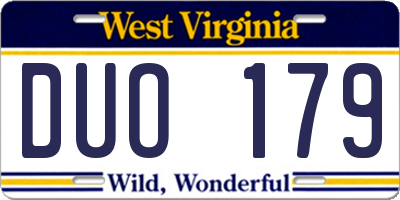 WV license plate DUO179