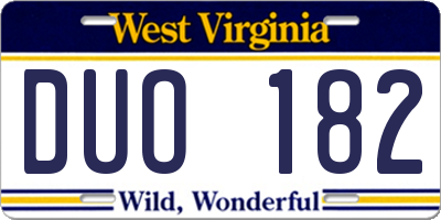 WV license plate DUO182