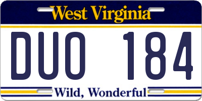WV license plate DUO184
