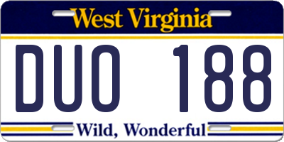 WV license plate DUO188