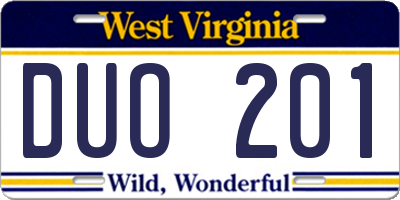 WV license plate DUO201