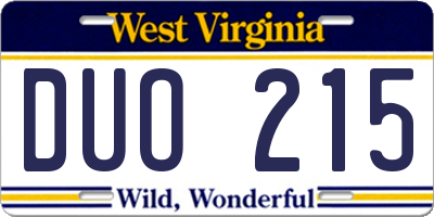 WV license plate DUO215