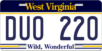 WV license plate DUO220