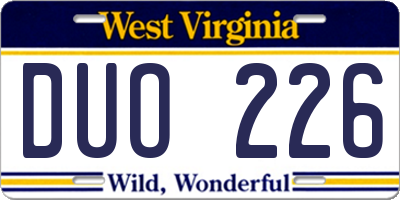 WV license plate DUO226
