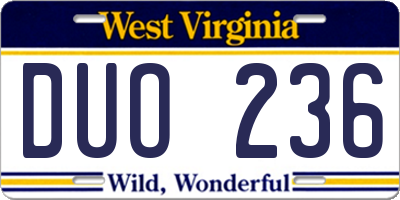 WV license plate DUO236