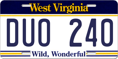 WV license plate DUO240