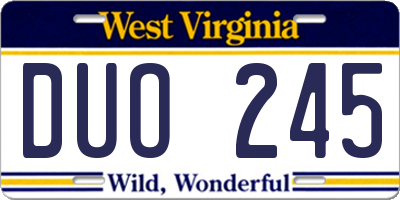 WV license plate DUO245