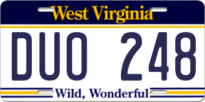 WV license plate DUO248