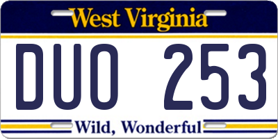 WV license plate DUO253