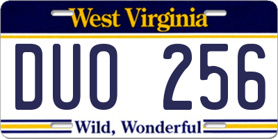 WV license plate DUO256