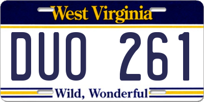 WV license plate DUO261