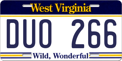 WV license plate DUO266