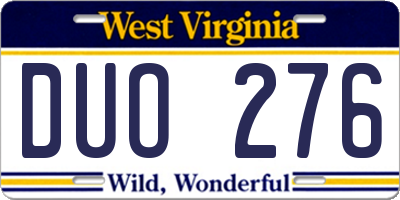 WV license plate DUO276
