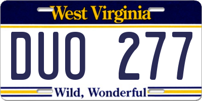WV license plate DUO277