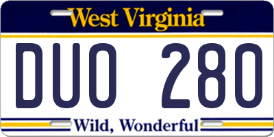 WV license plate DUO280