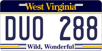 WV license plate DUO288