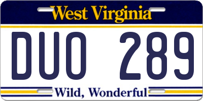 WV license plate DUO289