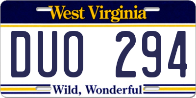 WV license plate DUO294