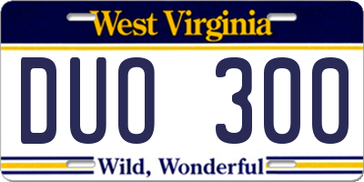 WV license plate DUO300